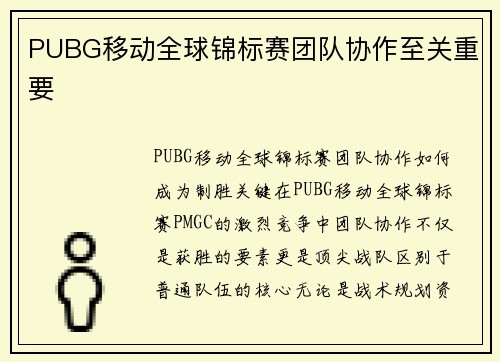 PUBG移动全球锦标赛团队协作至关重要