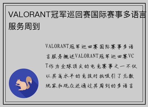 VALORANT冠军巡回赛国际赛事多语言服务周到