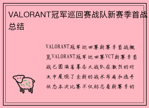 VALORANT冠军巡回赛战队新赛季首战总结